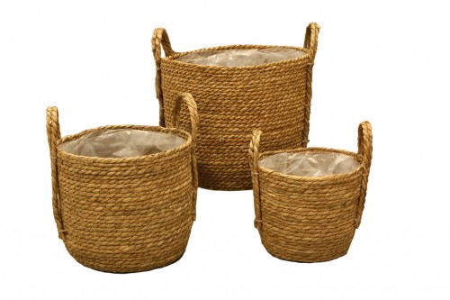 Seagrass basket with natural handles s/3