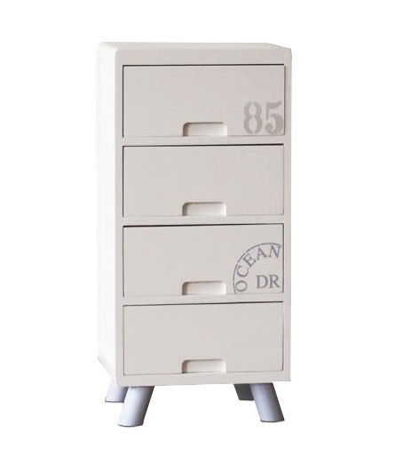 White wooden chest of drawers 4 jucar drawers