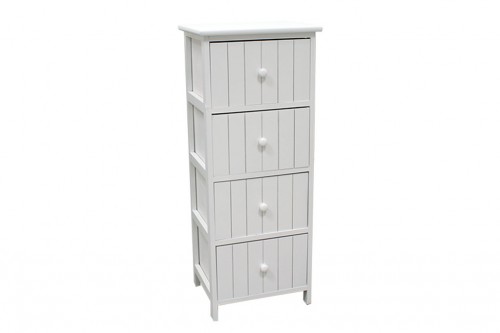 White vertical chest of drawers w/ braces - 4 drawers