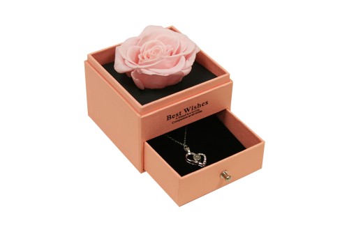 Tiroir de boîte à bijoux rose boîte rose préservée